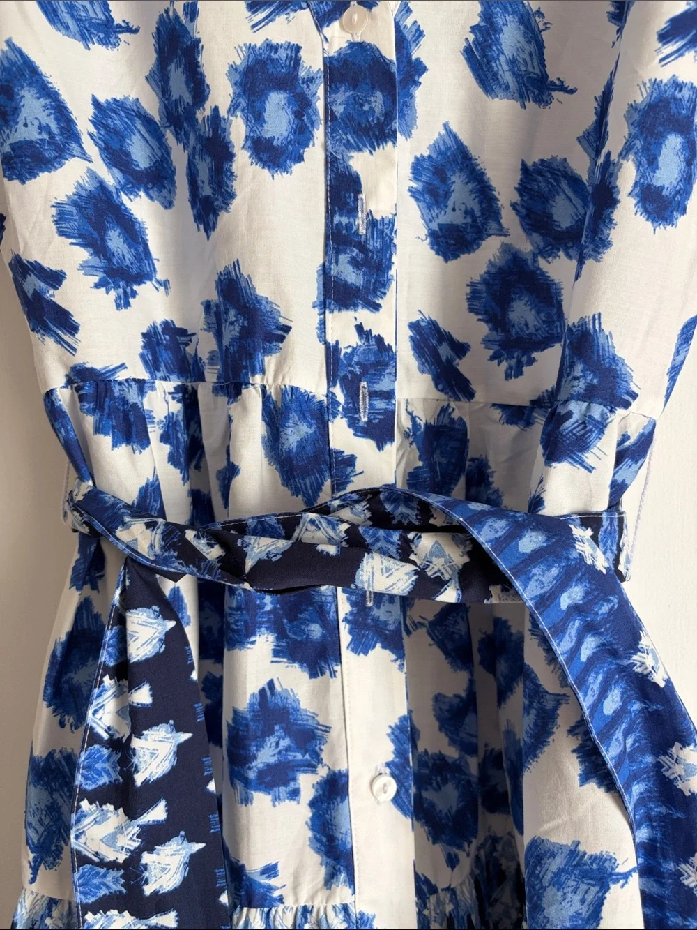 Abercrombie & Fitch White Maxi Dress with Blue Floral Print Size ST